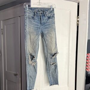 American Eagle Outfitters Light Blue Ripped Skinny Jeans